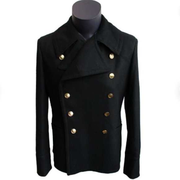 Double-breasted Soviet Navy Wool Jacket Pea Coat